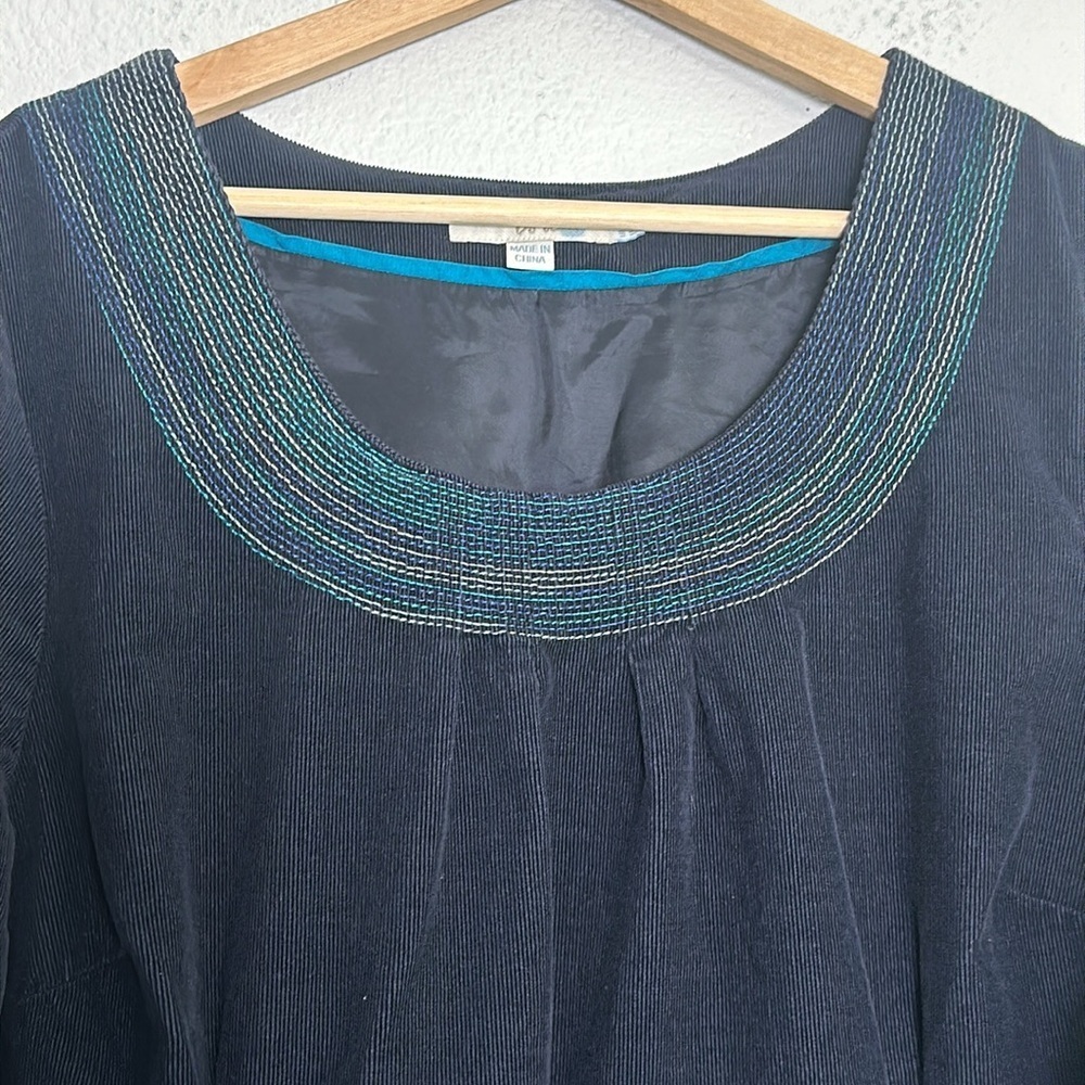 Boden Women’s Size 18L Navy Blue 3/4 Sleeve Midi Corduroy Dress - Picture 6 of 14